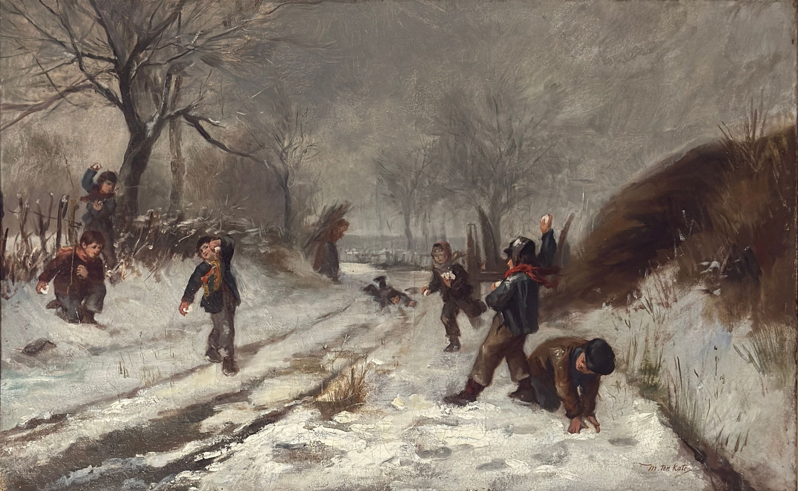 Herman Fred Carel Ten Kate (Dutch,1822-1891) "WINTER FUN" ("WINTERSPAß") (1 of 4)