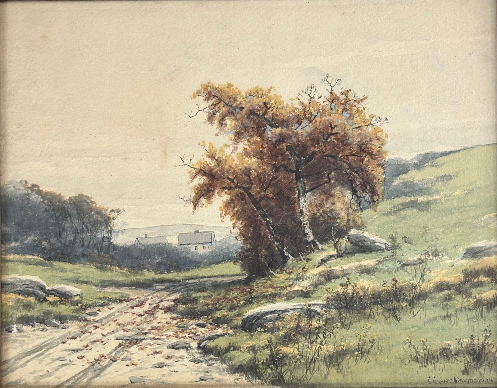 Charles Grant Davidson (1865 - 1945) American: Charles Grant Davidson (1865 - 1945) Watercolor on paper, signed lower right, measures 12 x 10 inches and 16 x 13.5 inches. Often confused with British painter Charles Davidson who signed his name "Ch