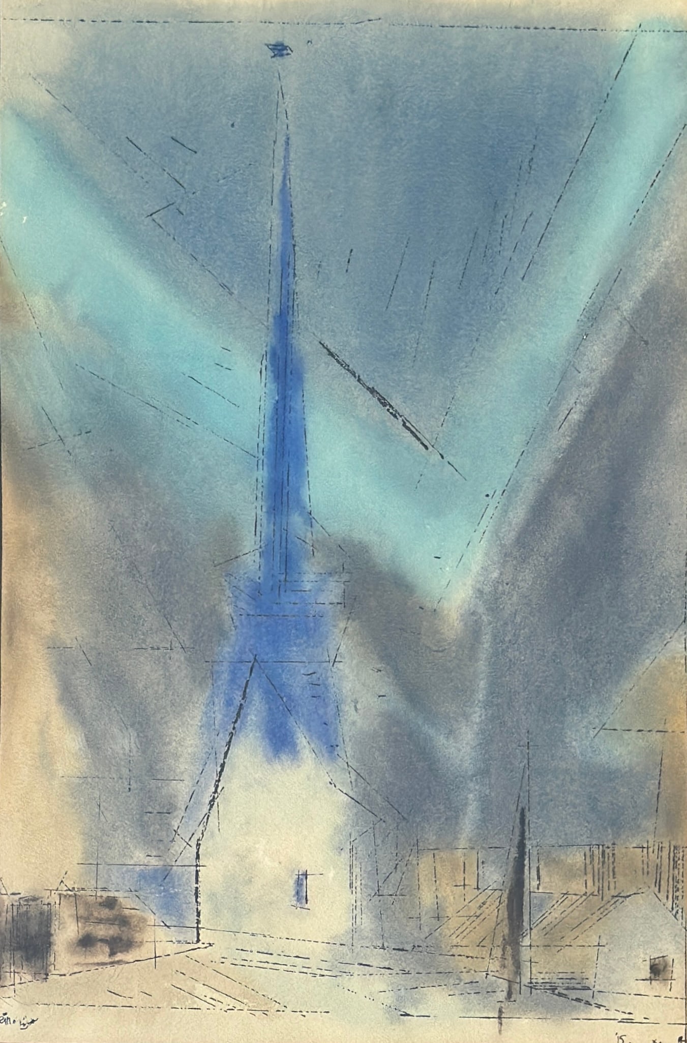 Lyonel Feininger (1871-1956) "Gothic Spire" (1 of 3)