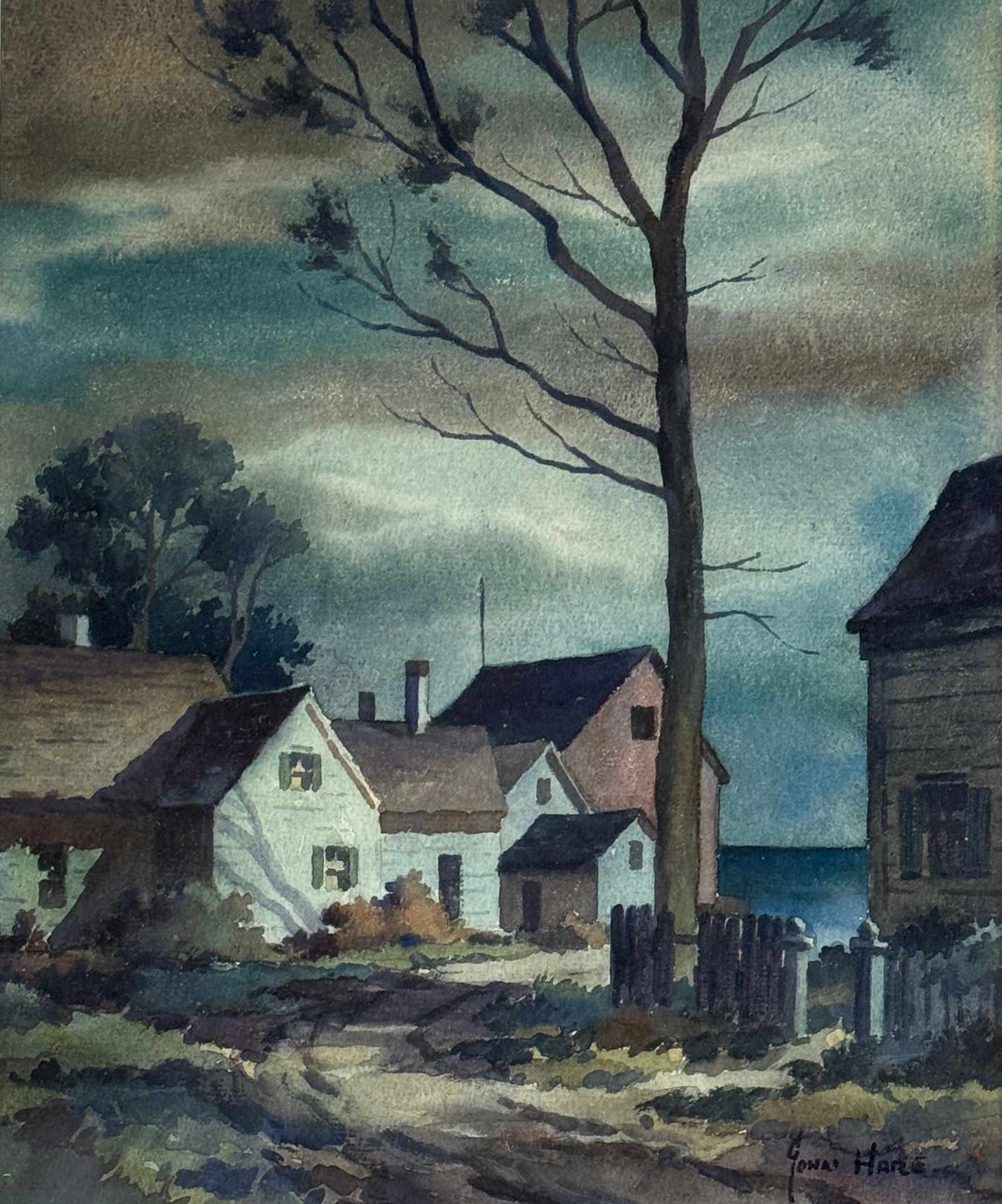 John Cuthbert Hare (1908 - 1978) American: John Cuthbert Hare (1908 - 1978) Watercolor on paper, signed lower right, measures . John Cuthbert Hare, 1908-1978, was a watercolorist who painted boats, seascapes and harbor scenes. He was primarily