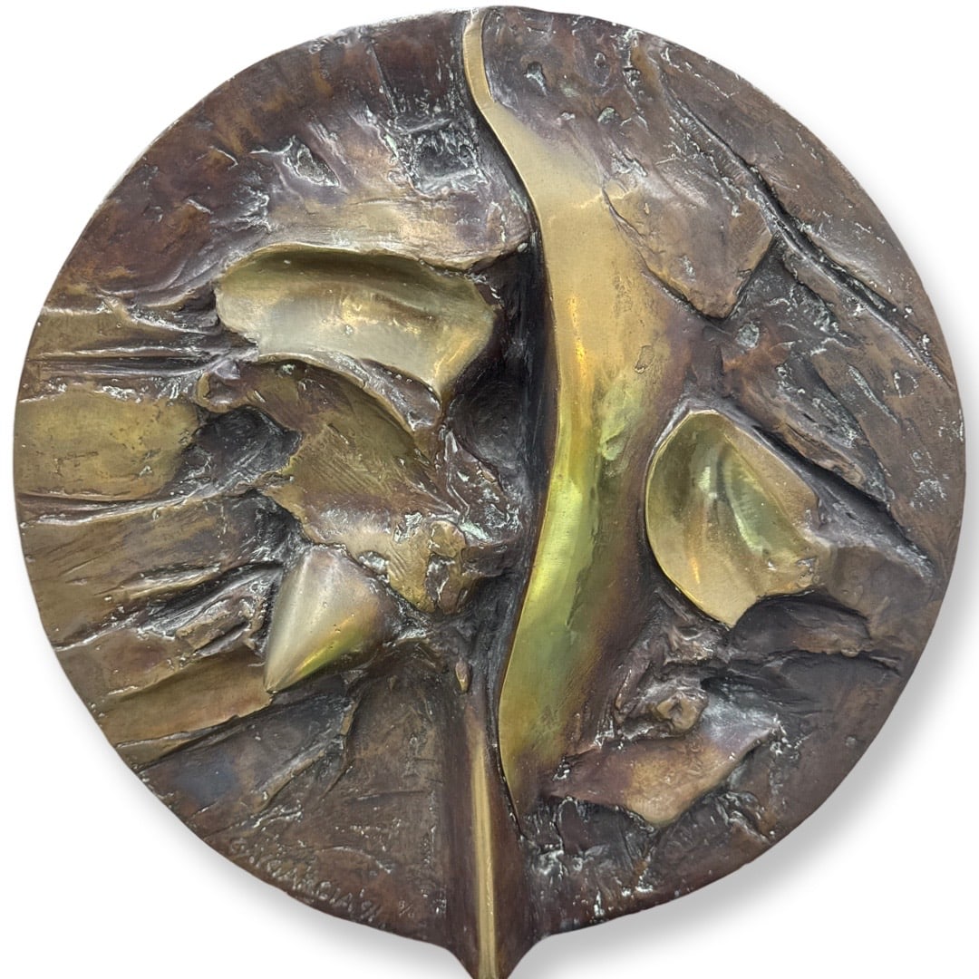 ENRIQUE GAY GARCIA (1928-2015) Sculpture: ENRIQUE GAY GARCIA (1928-2015) Circle Bronze sculpture untitled, signed on bottom lower of bronze, edition 6 of 8, piece measures approximately 1 foot across of circle. A prolific painter, sculptor, a