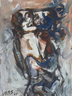 OSWALDO VIGAS (1923-2014): OSWALDO VIGAS (1923-2014) Gouache on paper, signed, dated and dedicated lower left, piece measures. Oswaldo Vigas (1923–2014) was a Venezuelan artist renowned for his synthesis of pre-Columbian moti