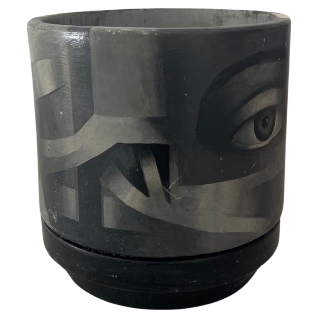 Cundo Bermudez (1914-2008) Latin American: Cundo Bermudez (1914-2008) Ceramic Wide Pot painted by the late Master, Cundo Bermudez. Pot measures 6 inches tall and 6 inches across. Ceramic depicts his traditional hands and figures, also shown is