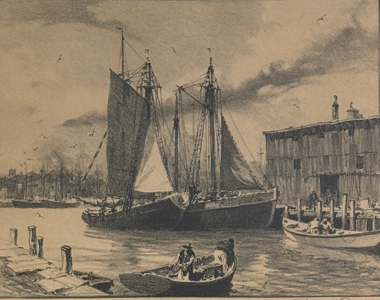 Gordon Hope Grant (1875 - 1962) "Fisherman's Haven" (1 of 3)