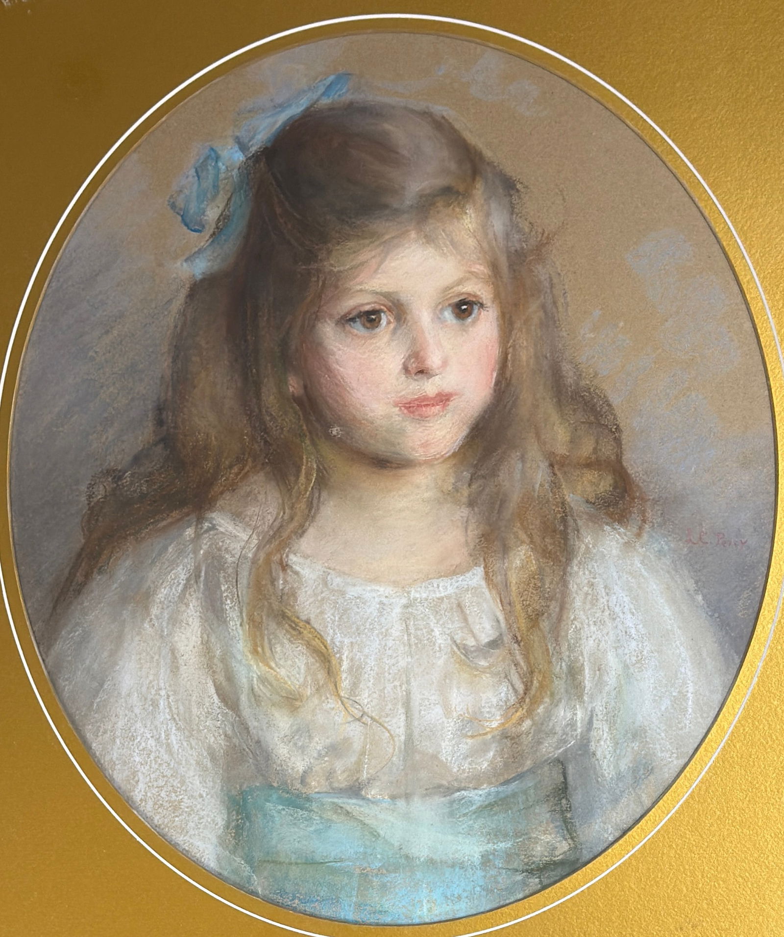 Lilla Cabot Perry (1848 - 1933) American: Lilla Cabot Perry (1848 - 1933) Oil on canvas, signed middle right, measures 28 x 22 inches and 29 x 25 inches w/frame. Born in Boston, Lilla Perry was a key person, along with Mary Cassatt, in bringi