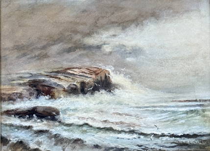 William Trost Richards (1833 - 1905) American: William Trost Richards (1833 - 1905) Watercolor and gouache, signed lower right, measures 6.5 x 9 and 13 x 16 inches w/frame. William Trost Richards, an affiliate of both the Hudson River School and t