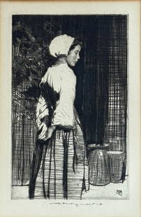 William Lee Hankey (1869-1952) "Denise": William Lee Hankey RWS, RI, ROI, RE, NS (1862-1952) Original pencil signed etching on paper, Signed in pencil "William Lee Hankey" lower center, Etching is titled "Denise", piece Measures 20 cm x 13 c