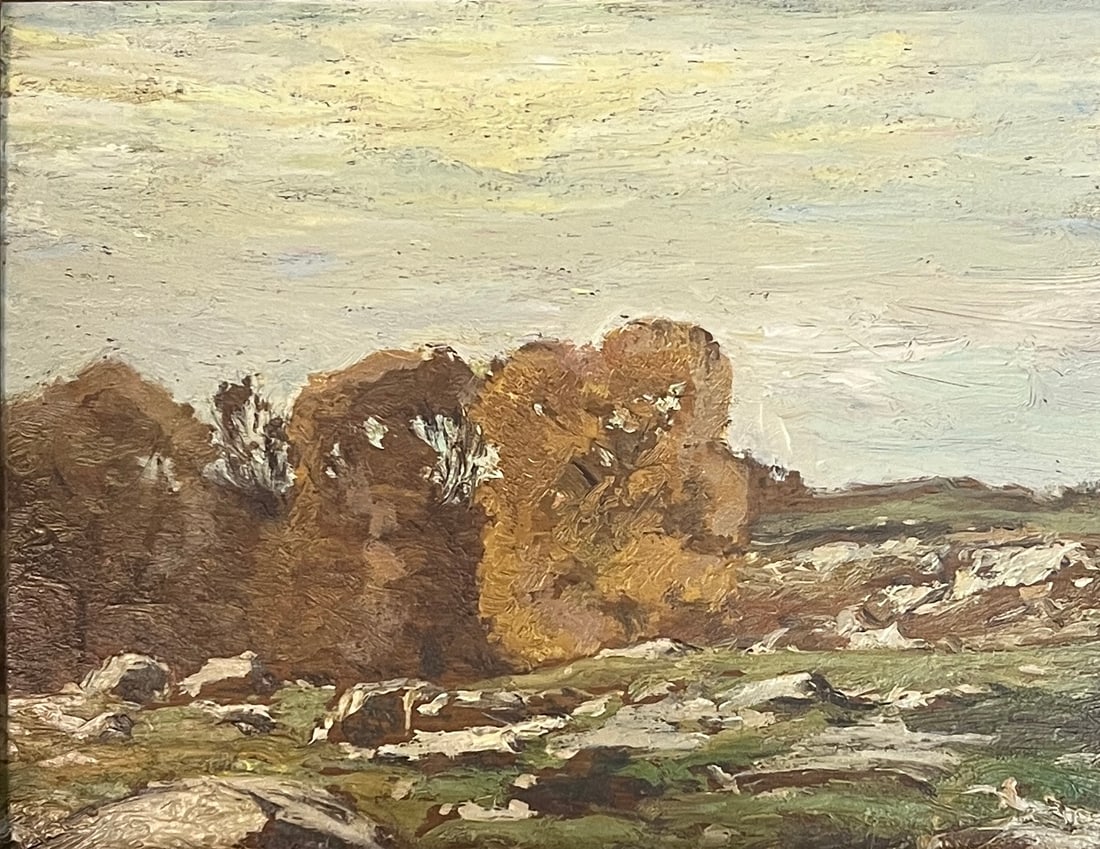 Franklin De Haven (1856-1934) American: Franklin B. De Haven (1856-1934) Oil on Wood panel, Signed Lower Right and with a handwritten segment by the artist estate representative, Measures 8 x 10 and 13.5 x 16 inches w/ frame. Based on his b