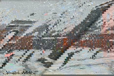 Christopher Willett (American, B. 1959) New York City: Christopher Willett (American, B. 1959) New York City, Oil on masonite, signed lower right, piece measures 5 x 7 and 7.5 x 9.5 inches w/frame.