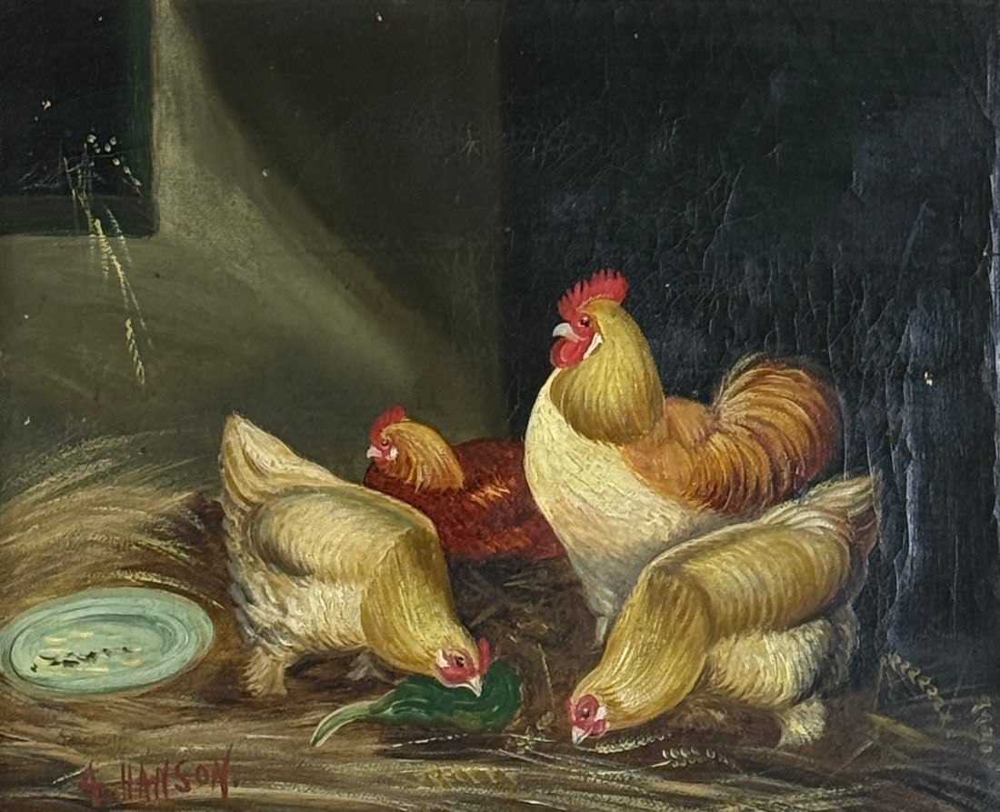 H. Halston (Late 19th Century) Interior Barn Scene (1 of 3)