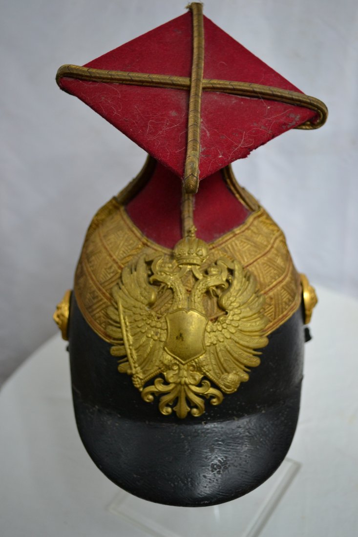 K.U.K. WWI AUSTRIAN UHLAN CAVALRY CZAPKA HELMET: K.U.K. WWI AUSTRIAN UHLAN CAVALRY CZAPKA HELMET . RARE ITEM . MISSING CHIN SCALES . LINER INTACT .SHAWS ITS AGE BUT STILL NICE.