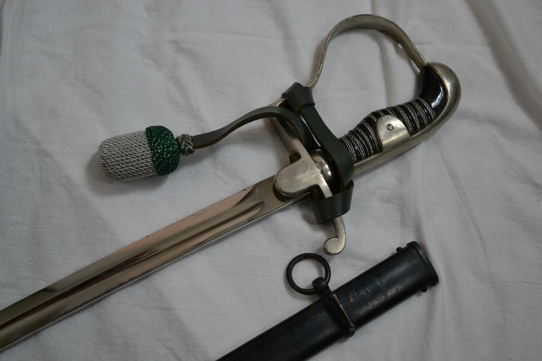 WWII GERMAN NICKEL SILVER NCO SWORD EICKHORN: WWII GERMAN NICKEL SILVER NCO SWORD . EICKHORN MADE . GREAT SUPER NICE AND CLEAN NEAR MINT CONDITION. ORIGINAL ARMY SWORD KNOT .