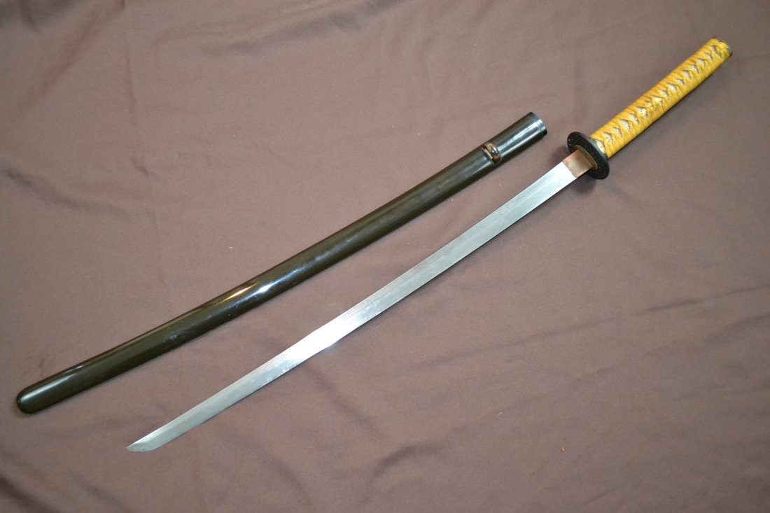 ANTIQUE JAPANESE SAMURAI SWORD WITH OLD BLADE: ANTIQUE JAPANESE SAMURAI SWORD. NICE CLEAN CONDITION. OLD BLADE WITH 2 HOLED IN THE TANG . MOUNTED IN NICE SAMURAI FITTINGS. WOOD LACQUER SAYA . RESTORED TSUKA WITH NICE GOLDEN DRAGON MENUKIS AND GOLD