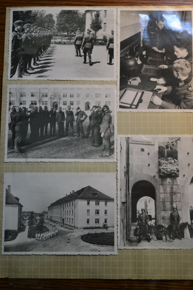 WWII NAZI GERMAN MILITARY SCHOOL PHOTOS ON ALBUM PAGE: WWII NAZI GERMAN MILITARY SCHOOL PHOTOS ON ALBUM PAGE . NICE UNIQUE PICTURES OF A MILITARY SCHOOL INCLUDING PICTURES OF ADOLPH HITLER\'S CAR .10 TOTAL