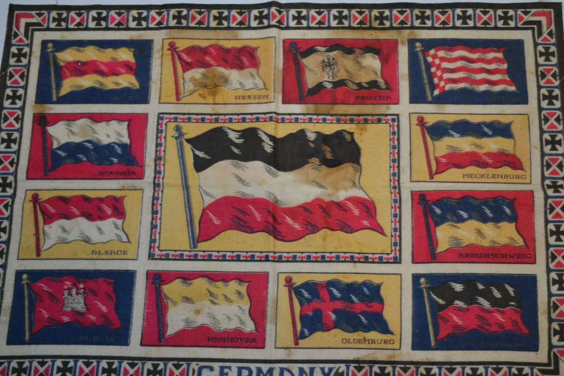 IMPERIAL GERMAN STATES FLAGS ON LINEN: IMPERIAL GERMAN STATES FLAGS ON LINEN . 16" X 11"