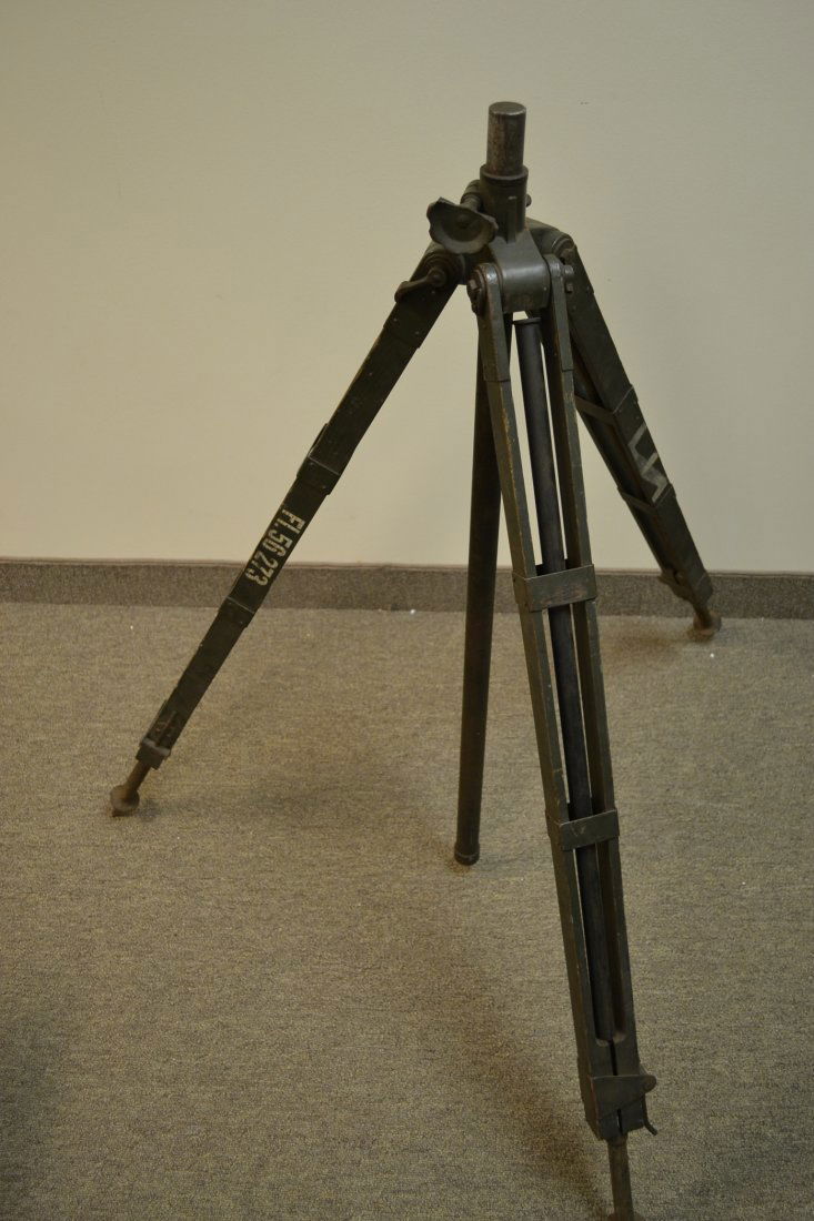 WWII GERMAN TRENCH RABBIT EARS BINOCULARS TRIPOD RARE: WWII GERMAN TRENCH RABBIT EARS BINOCULARS TRIPOD . RARE FIND IN THIS FINE CONDITION . ALL THERE . NICE UNIT MARKINGS IN WHITE PAINT . WOOD IN VERY GOOD CONDITION AND METAL EXTENDING LEGS WORKS FINE.