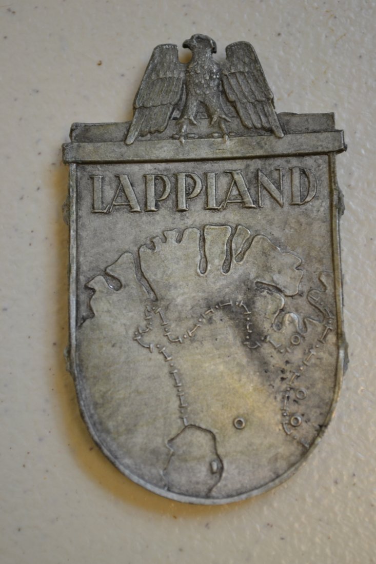 WWII GERMAN ARMY LAPPLAND METAL ARM SHIELD RARE: WWII GERMAN ARMY LAPPLAND METAL ARM SHIELD . RARE