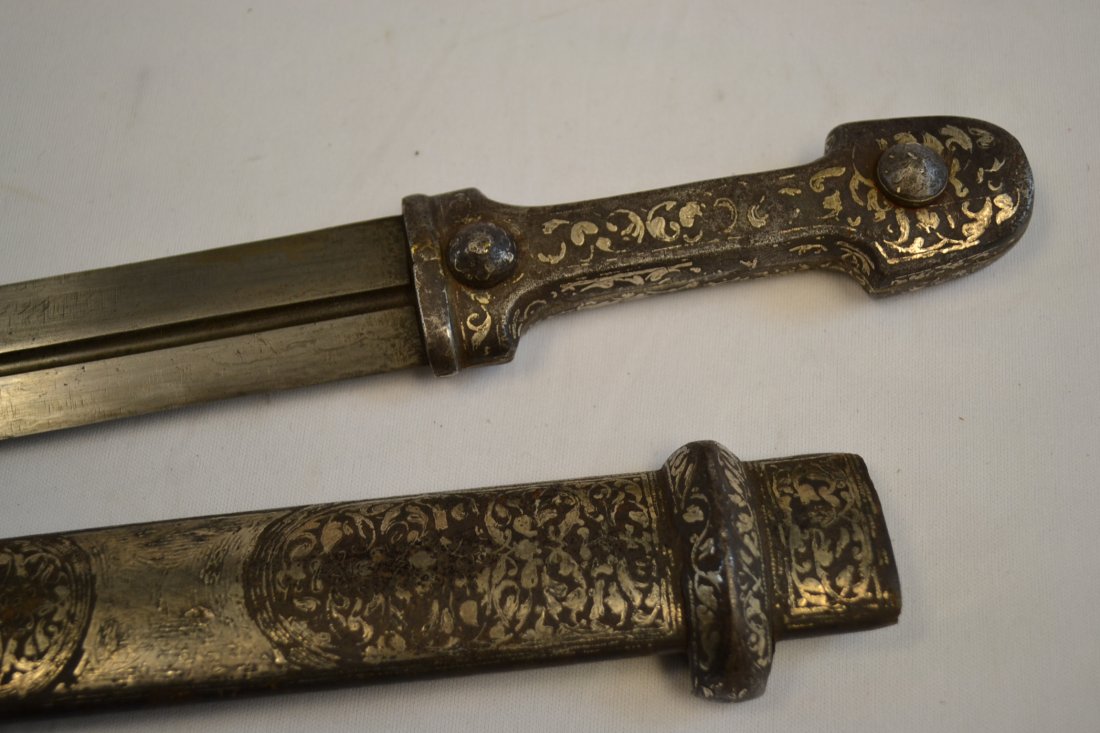 IMPERIAL RUSSIAN CAUCASIAN KINJAL DAGGER KAMA SILVER: IMPERIAL RUSSIAN CAUCASIAN KINJAL DAGGER . STEEL , SILVER " ZARNISH"19" LONG WITH 13" BLADE . FROM PRIVATE COLLECTION OF A.D.L.