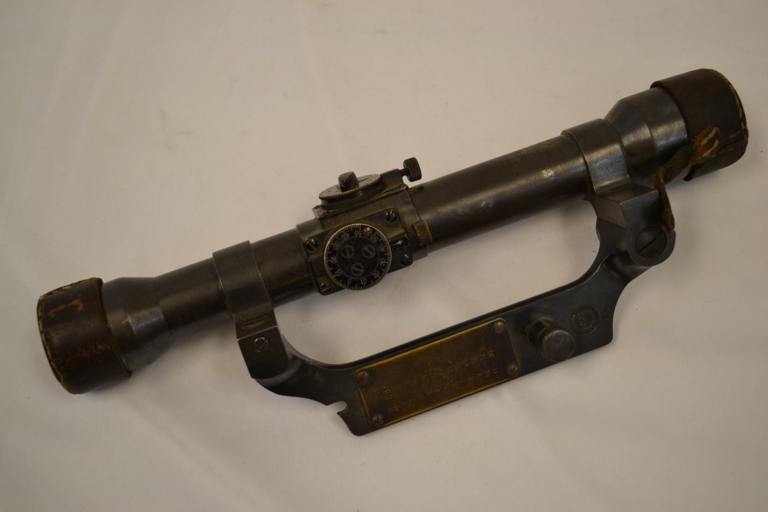 CARL ZEISS JENA G.Z.4X RARE RUSSIAN CONT. SNIPER SCOPE: CARL ZEISS JENA G.Z.4X RARE RUSSIAN CONTRACT RIFLE SCOPE 1930.EXTREMELY RARE FIND. GERMAN MADE SCOPE FOR RUSSIAN MOSIN NAGANT SNIPER RIFLE. ALL ORIGINAL WITH ORIGINAL DISTANCE SHIELD IN RUSSIAN STILL