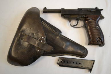 WWII NAZI GERMAN P38 WALTHER BYF43 9MM PISTOL / HOLSTER