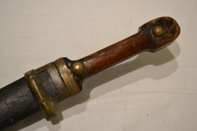 WWI IMPERIAL RUSSIAN M1907 BEBUT KINJAL DAGGER 1916: WWI IMPERIAL RUSSIAN M1907 BEBUT KINJAL DAGGER . 1916 DATE ON THE BLADE. THE BLADE IS DARK AND SHOWS A GREAT AGE. NICE ALL ORIGINAL DAGGER.24" LONG WITH 17" BLADE