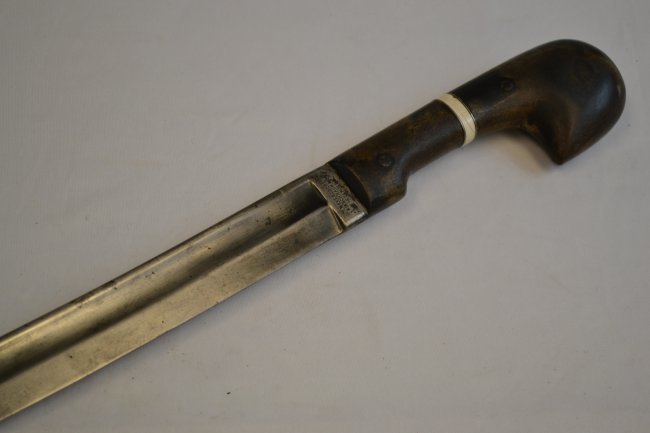ANTIQUE RUSSIAN COSSACK CAUCASIAN SHASHKA SWORD: ANTIQUE RUSSIAN COSSACK CAUCASIAN SHASHKA SWORD . OLD GERMAN SOLINGEN BLADE DATED 1885 . FITTED INTO COSSACK STYLE GRIP. RARE !36" LONG WITH 30" BLADE