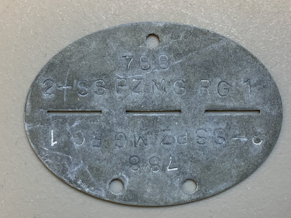 WWII GERMAN SS PANZER DOG TAG ID DISK: WWII GERMAN SS PANZER DOG TAG ID DISK . RARE . 2-SS PZ MG RG 1 .