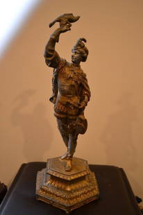 ANTIQUE CAST METAL HUNTER STATUE 17" TALL: ANTIQUE CAST METAL HUNTER STATUE 17" TALL