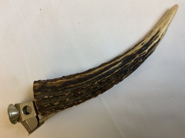 ANTIQUE GERMAN STAG HORN CIGAR CUTTER: ANTIQUE GERMAN STAG HORN CIGAR CUTTER