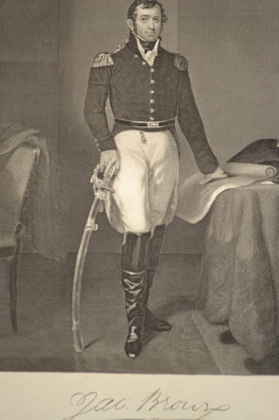 AMERICAN 1812 WAR GENERAL JACOB BROWN ENGRAVING: Jacob Jennings Brown (May 9, 1775 ? February 24, 1828)[2] was known for his victories as an American army officer in the War of 1812, where he reached the rank of general. His successes on the norther