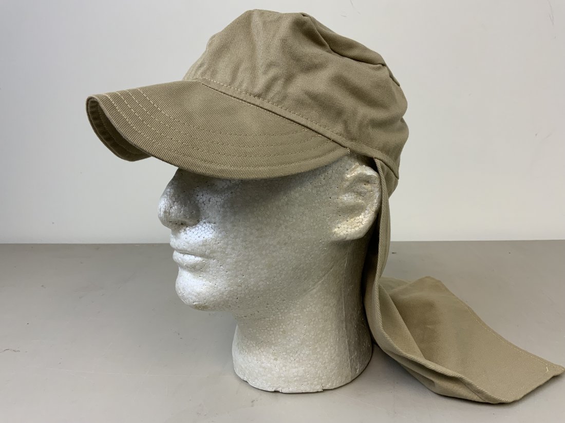 VINTAGE FRENCH TROPICAL SAFARI CANVAS HAT: VINTAGE FRENCH TROPICAL SAFARI CANVAS HAT