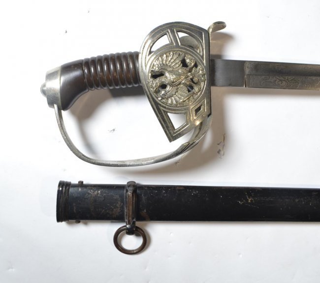 IMPERIAL GERMAN PRUSSIAN CAVALRY M1889 DAGGEN SWORD: IMPERIAL GERMAN PRUSSIAN CAVALRY M1889 DAGGEN SWORD . GREAT CONDITION OVERALL WITH ETCHED BLADE. 38" LONG WITH 29" BLADE .