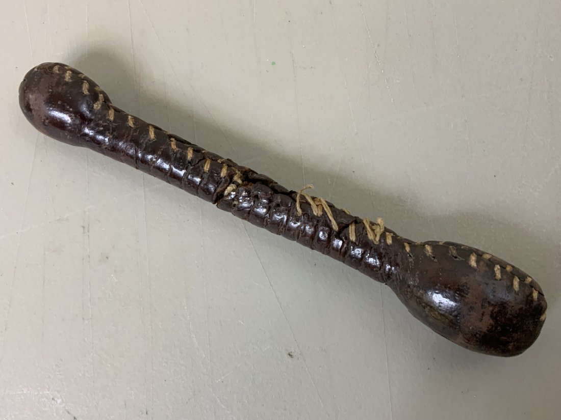 ANTIQUE 1930'S POLICE BULLY CLUB BLACKJACK SLAP JACK: ANTIQUE 1930'S POLICE BULLY CLUB BLACKJACK SLAP JACK . BROWN LEATHER CLUB LEAD WEIGHTED . 8" LONG