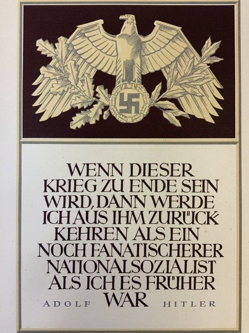 NAZI GERMAN ADOLPH HITLER PARTIOTIC WAR SUPPORT PRINT 1943: NAZI GERMAN ADOLPH HITLER PARTIOTIC WAR SUPPORT PRINT 1943 NICE LARGE SIZE 9.5 X 13.5 . SUITABLE FOR FRAMING
