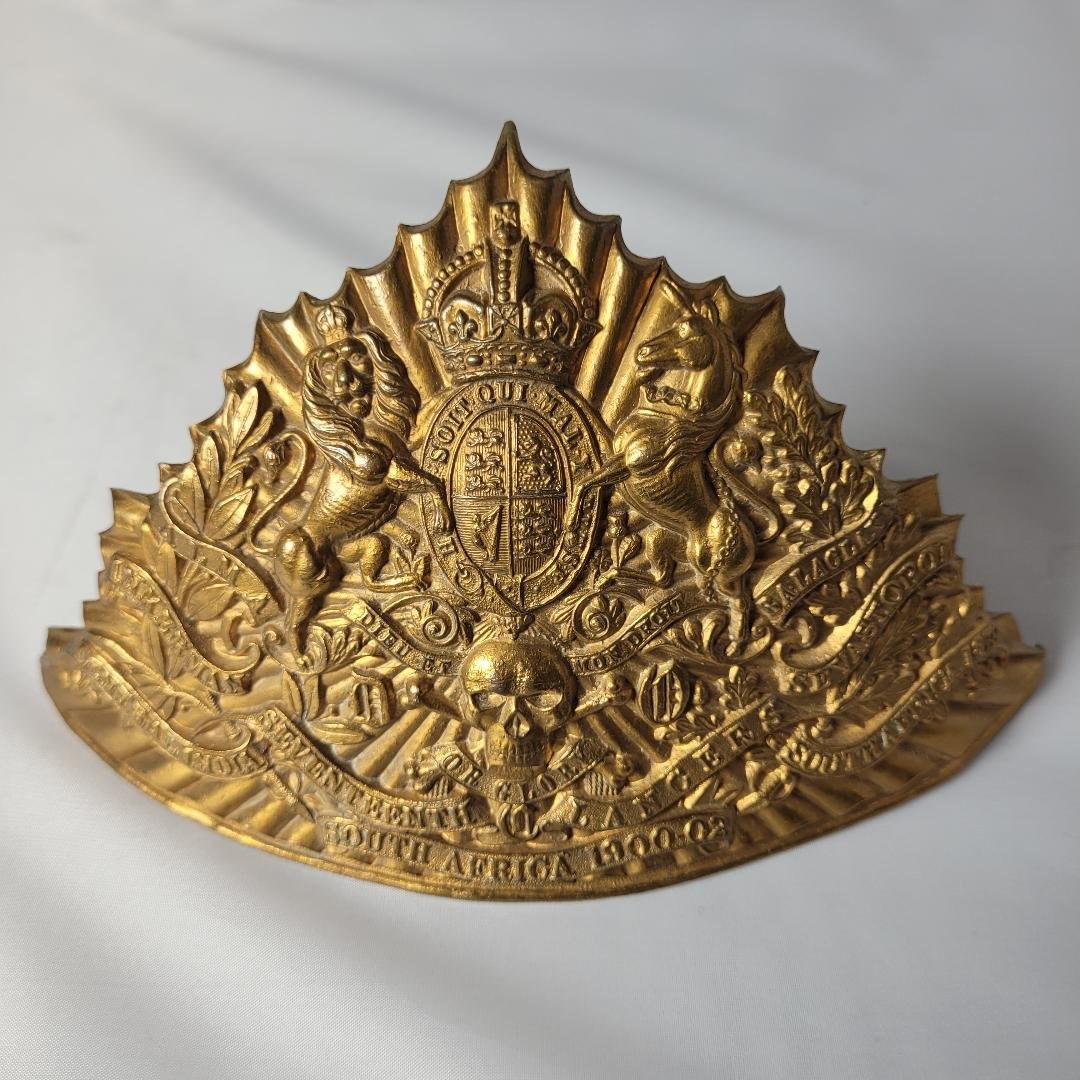 ANTIQUE BRITISH VICTORIAN SEVENTEENTH LANCERS CAP BRASS FRONT PLATE: ANTIQUE BRITISH VICTORIAN SEVENTEENTH LANCERS CAP BRASS FRONT PLATE .