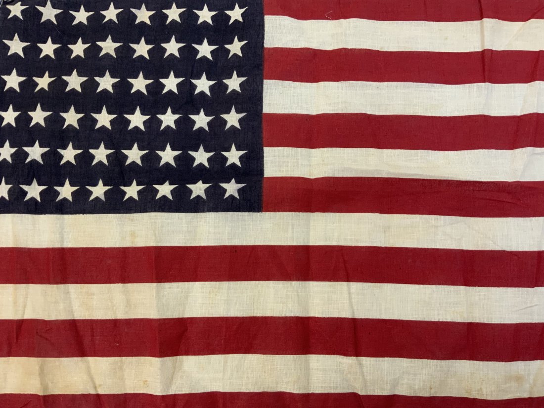 WWII US 48 STAR COTTON FLAG: WWII US 48 STAR COTTON FLAG . 17 X 11 . GREAT CONDITION.