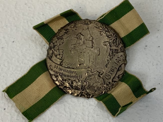 AUSTRIA HUNGARY EMPIRE 1902 GRAZ FESTIVAL BADGE ON RIBBON: AUSTRIA HUNGARY EMPIRE 1902 GRAZ FESTIVAL BADGE ON RIBBON.