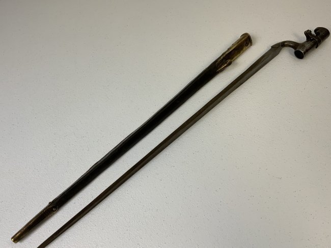 BRITISH 1853 ENFIELD BAYONET WITH INDIAN MARKINGS: BRITISH 1853 ENFIELD BAYONET WITH INDIAN MARKINGS . VERY NICE CONDITION FOR ITS AGE .