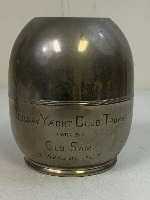 ANTIQUE 1911 SOLVAY YACHT CLUB REGATTA WINNERS TROPHY: ANTIQUE 1911 SOLVAY YACHT CLUB REGATTA WINNERS TROPHY. 6" TALL , 5" DIAM.