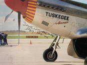 US TUSKEGEE AIRMAN SIGNED PRINT OF P-51 RED TAIL MUSTANG MOUNTED ON PLANES COMPASS