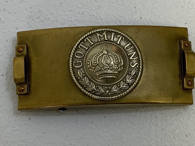 IMPERIAL GERMANY PRUSSIA TELEGRAPH UNIT BRASS BELT BUCKLE: IMPERIAL GERMANY PRUSSIA TELEGRAPH UNIT BRASS BELT BUCKLE . VERY GOOD CONDITION SCARCE EARLY BRASS WITH NICKEL SILVER FACE PLATE . STAMPED D.R.G.M.