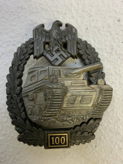 WWII GERMAN PANZER ASSAULT BADGE 100 ENGAGEMENTS JFS: WWII GERMAN PANZER ASSAULT BADGE 100 ENGAGEMENTS. MARKED JFS .