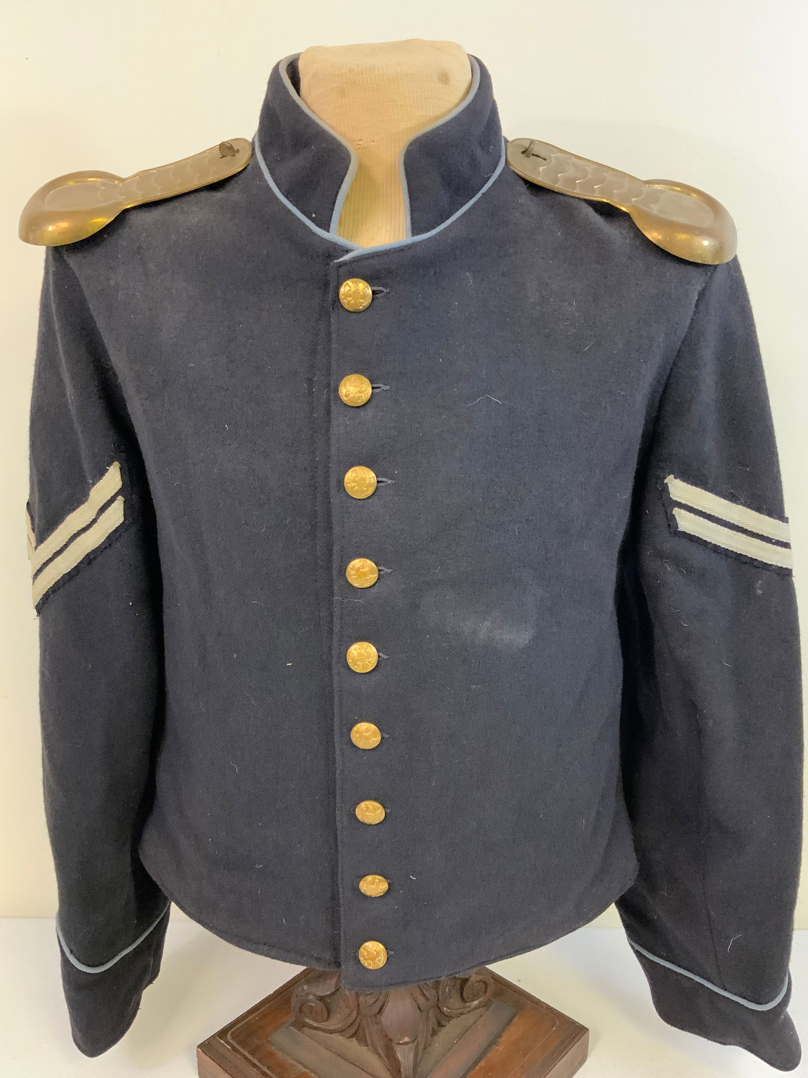 Usa Civil War Style Cavalry Nco Blue Uniform Jacket With Brass Shoulder