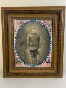ANTIQUE US SOLDIER FRAMED ARTWORK POSTER