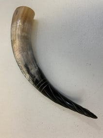 VIKING DRINKING HORN CARVED AND DECORATED