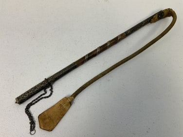 ANTIQUE RUSSIAN CAUCASIAN CIRCASSIAN SILVER AND NIELLO HORSE WHIP NAGAIKA