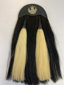 ANTIQUE CAMERON HIGHLANDERS BRITISH ARMY SCOTTISH LEATHER AND HORSEHAIR SPORRAN