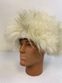 RUSSIAN CAUCASIAN COSSACK PAPAKHA LAMB FUR HAT - WHITE