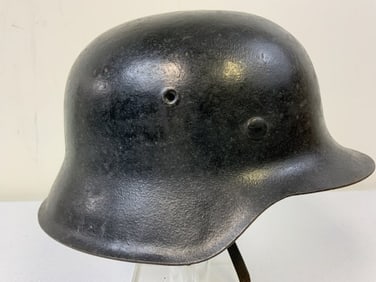 WWII GERMAN M42 COMBAT HELMET PAINTED BLACK