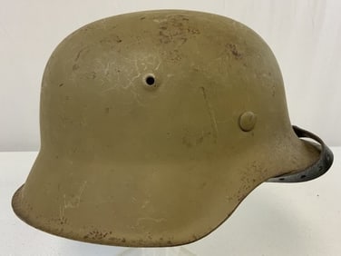 WWII GERMAN M42 TROPICAL CAMOUFLAGE PAINTED COMBAT HELMET AFRIKA CORP